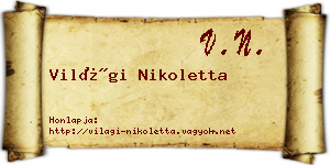 Világi Nikoletta névjegykártya
