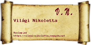 Világi Nikoletta névjegykártya